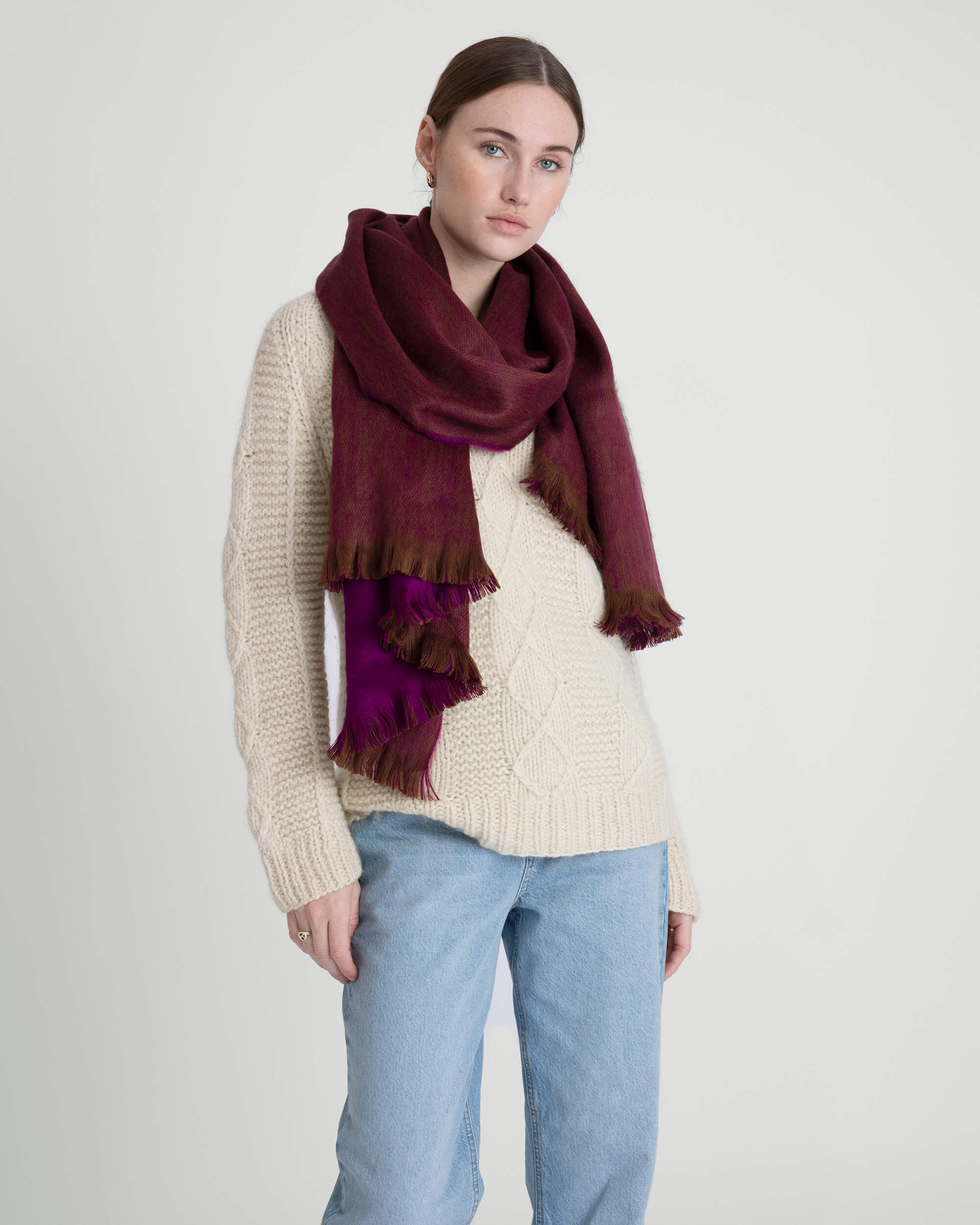 Double Scarf Violet / Chocolate Brown