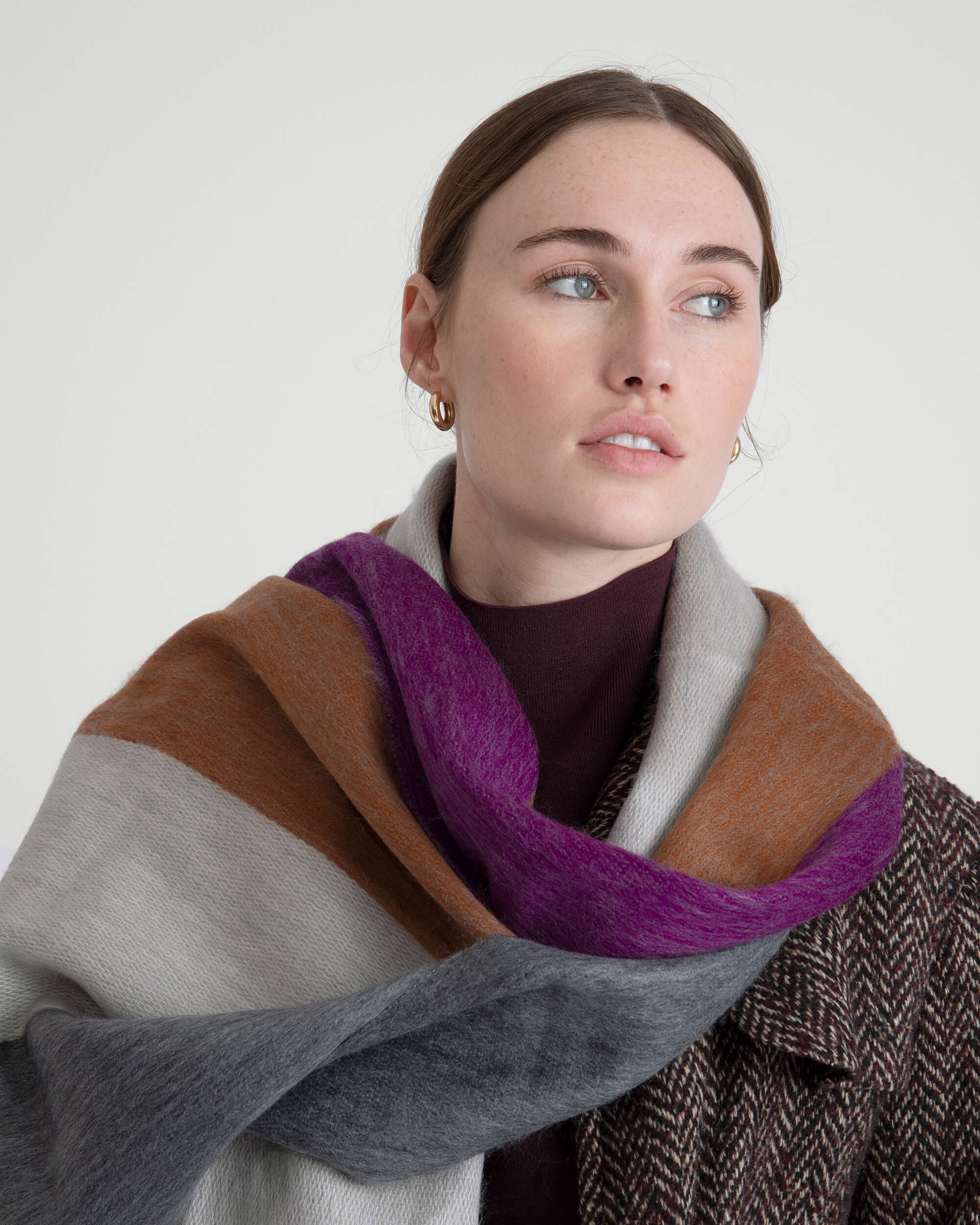 Scarf Striped Violet/Rusty/Natural