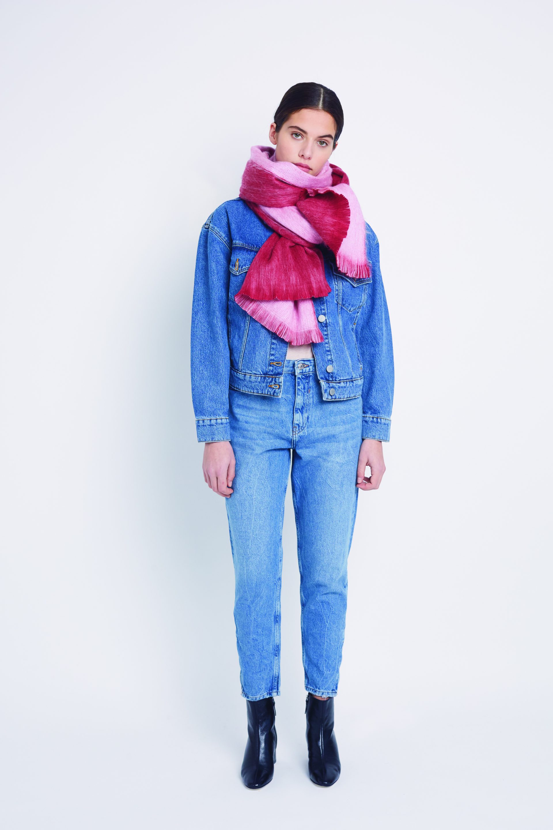 Double Scarf Red / Light Pink